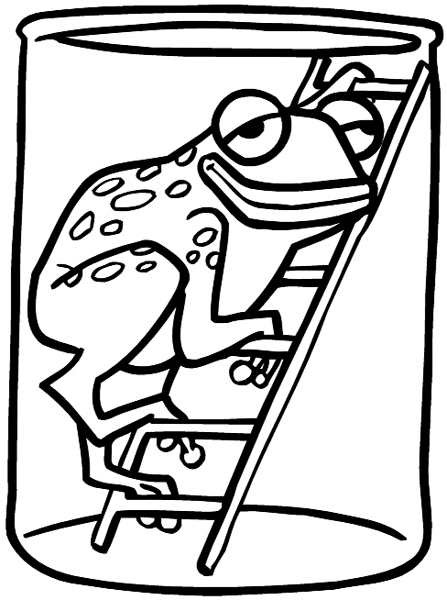 Frog climbing ladder vinyl sticker. Customize on line. Seasons and Sun Moon Stars 082-0239
